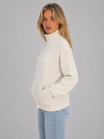 Muriel | Gilet en maille à col cheminée zippé