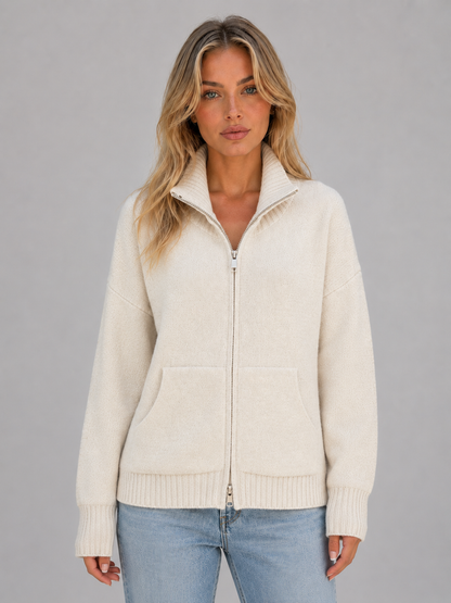Muriel | Gilet en maille à col cheminée zippé