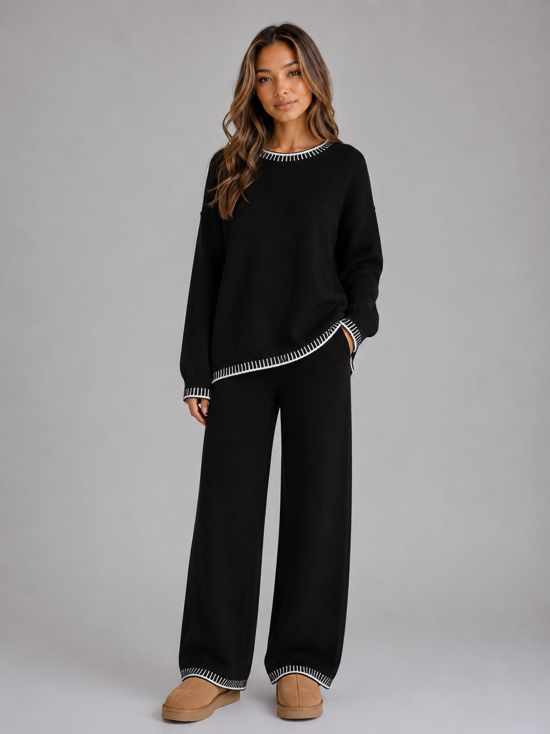 Nell | Ensemble deux pièces en maille avec pull et pantalon