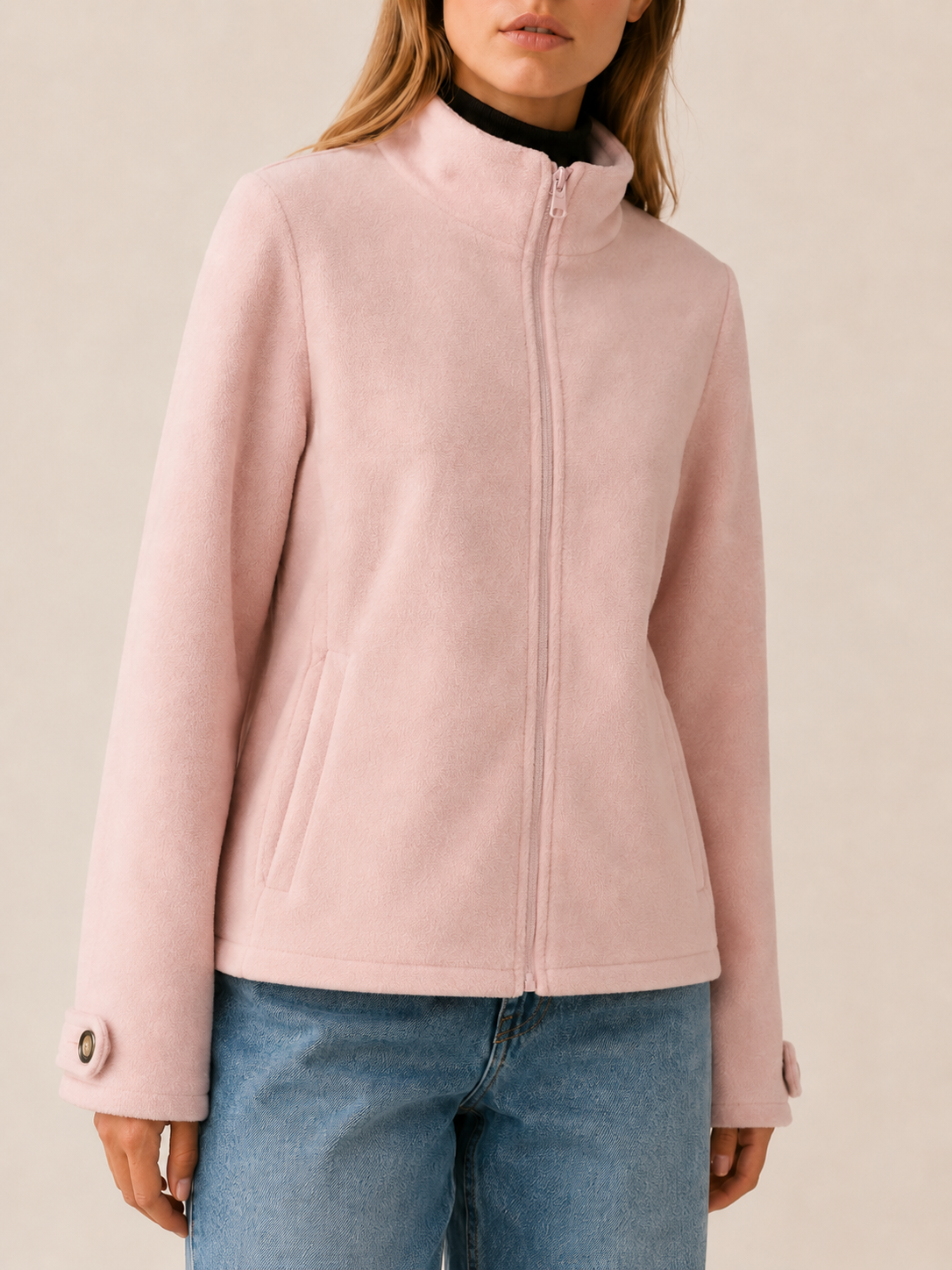 Nerys | Fleece Zip Up Stand Collar Jacket
