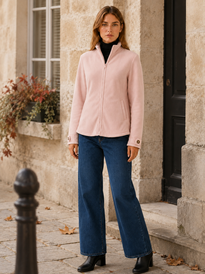 Nerys | Fleece Zip Up Stand Collar Jacket