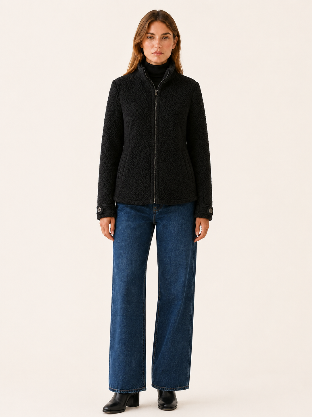 Nerys | Fleece Zip Up Stand Collar Jacket