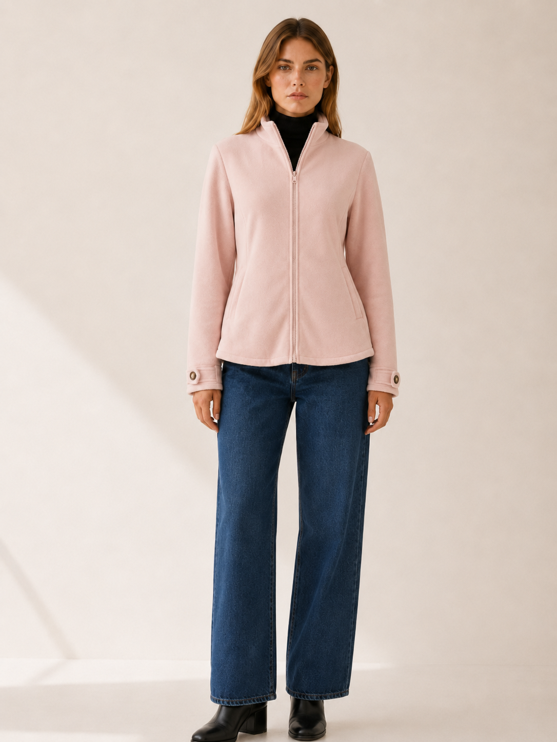 Nerys | Fleece Zip Up Stand Collar Jacket