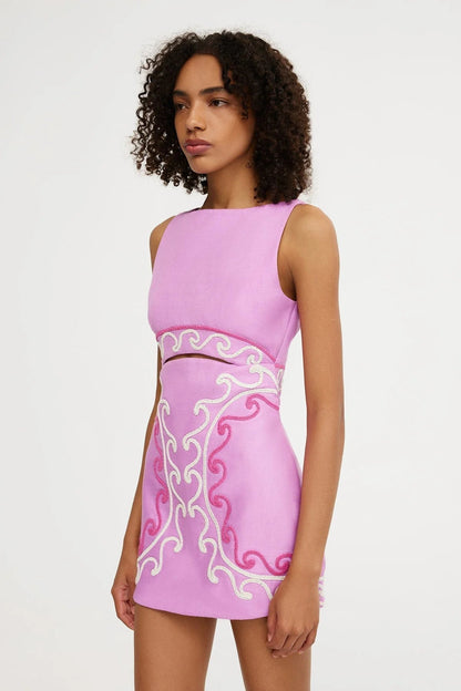 Oliva Embroidered Mini Dress