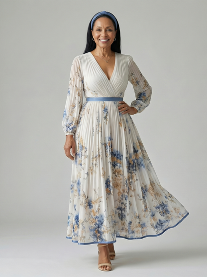 Olivia | Pleated Wrap Midi Dress