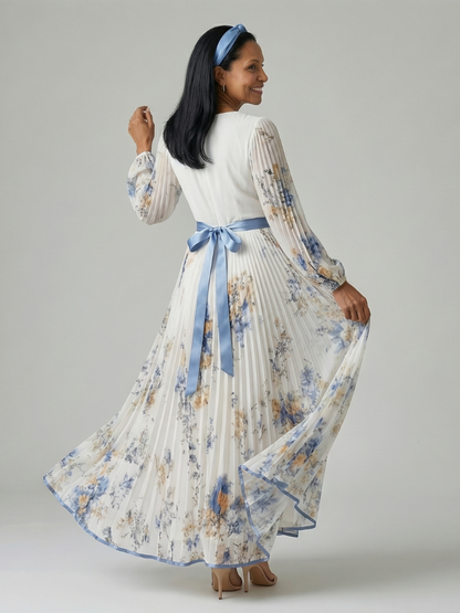 Olivia | Pleated Wrap Midi Dress