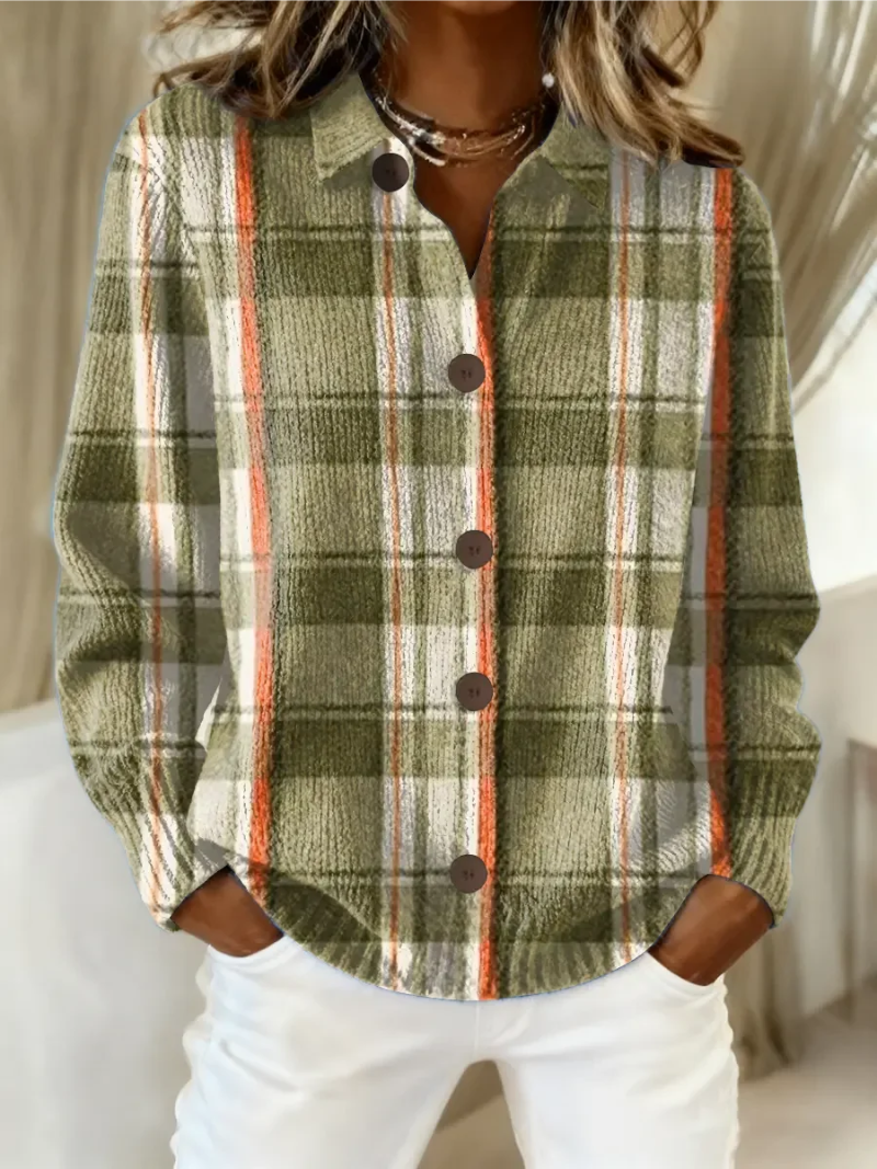 Hattie | Olive Plaid Button Cardigan