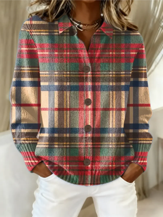 Gloria | Cárdigan de cuadros multicolor con botones