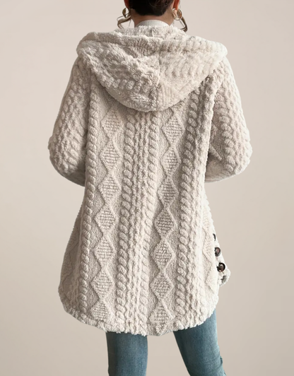 Winnie | Textured Fleece Hooded Cardigan