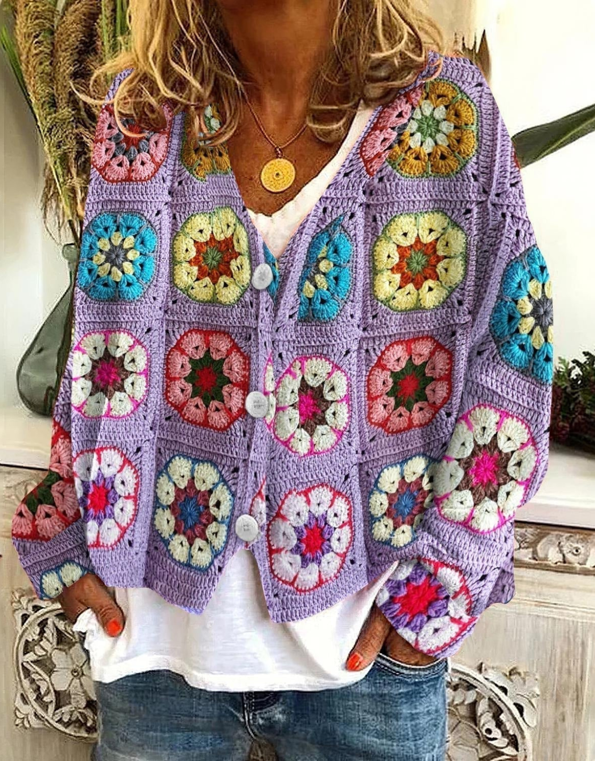 Rosamund | Floral Print V-Neck Cardigan