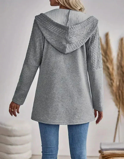 Verity | Cable Knit Zip-Front Hooded Cardigan