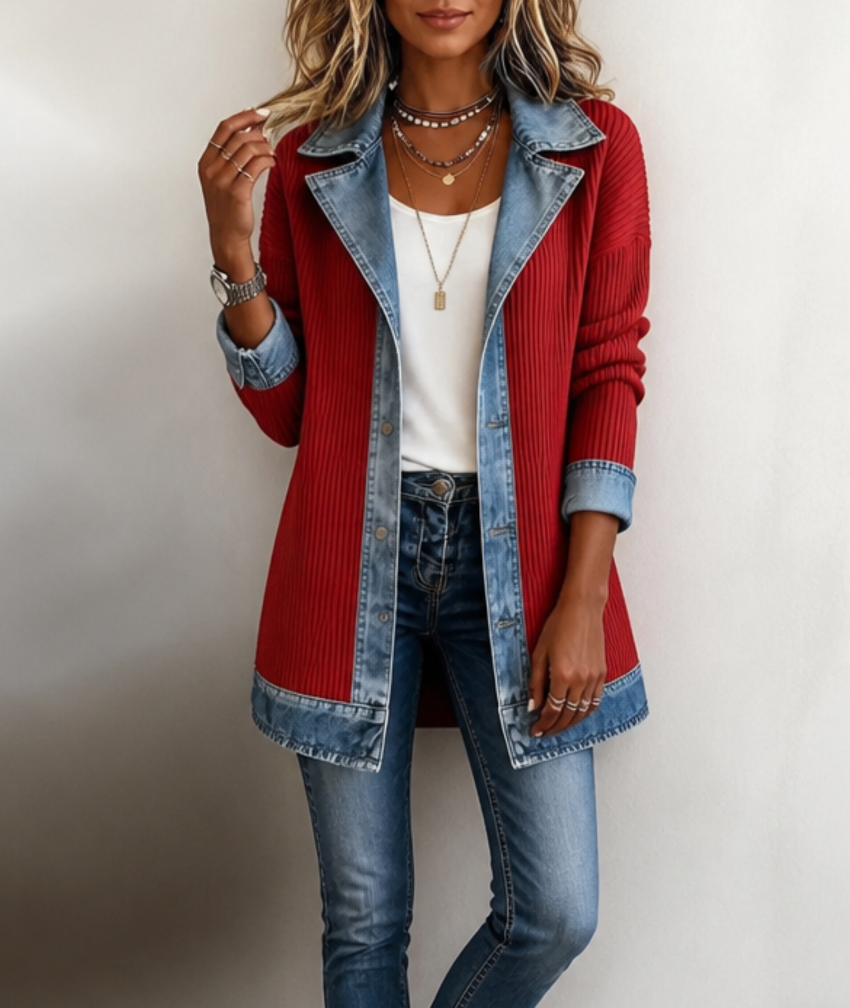 Odile | Patchwork Colorblock Denim Jacket