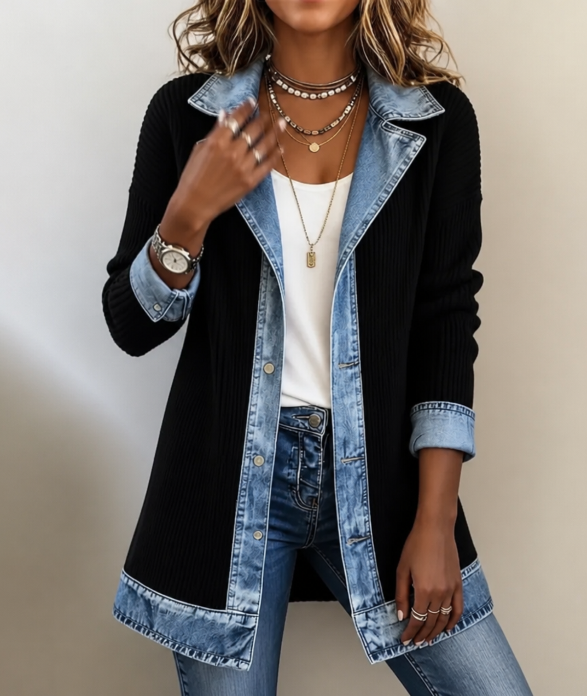 Odile | Patchwork Colorblock Denim Jacket