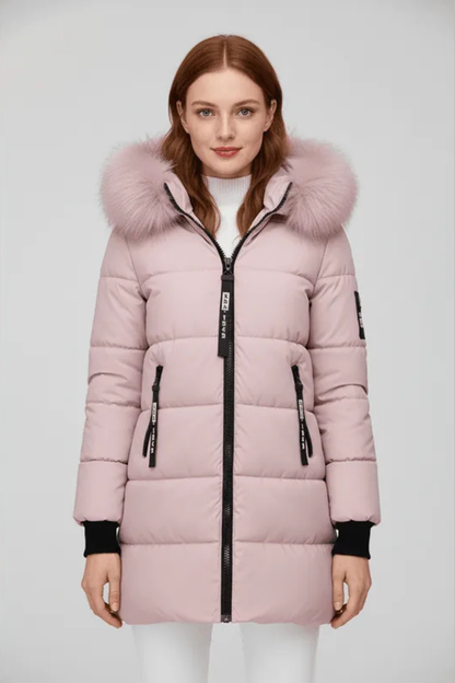 Sorelle | Faux Trim Hooded Longline Puffer Coat