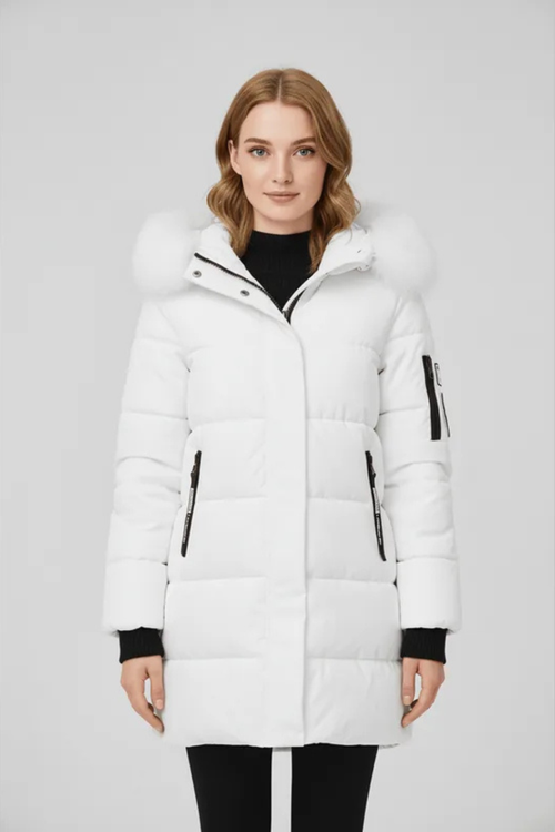 Sorelle | Faux Trim Hooded Longline Puffer Coat