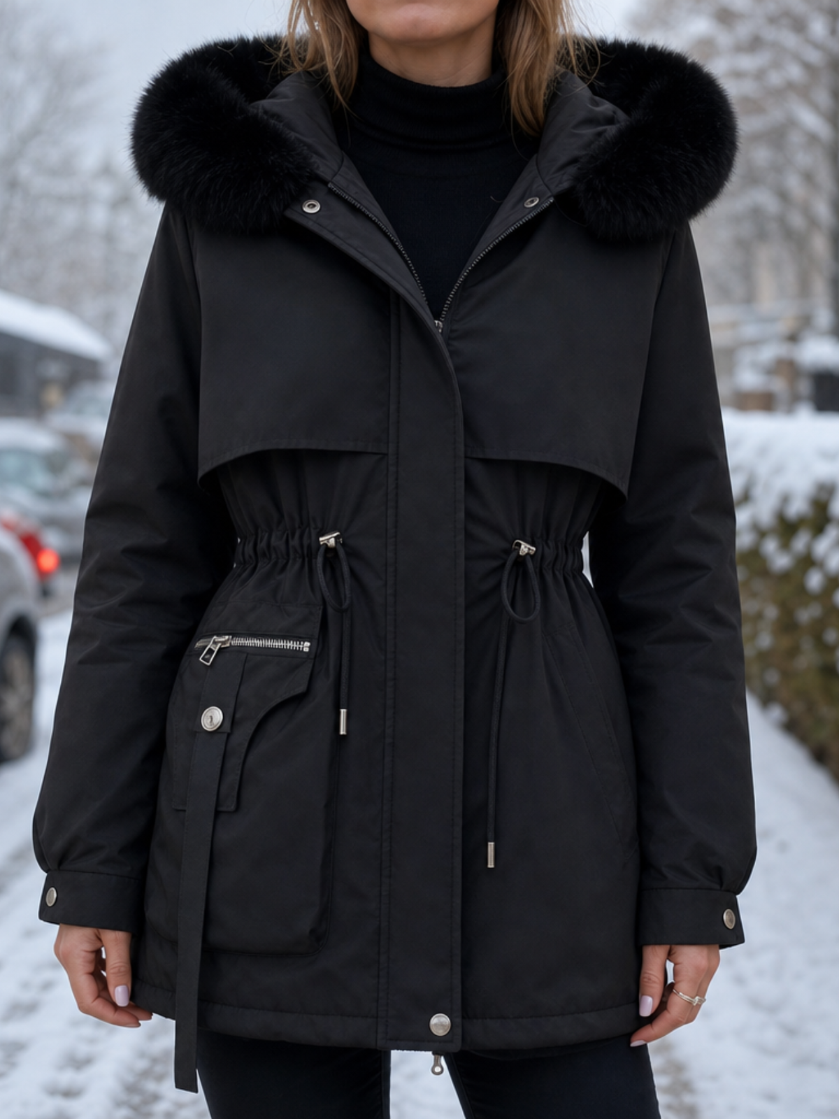 Chloe | Faux Fur Hood Double Layered Puffer Coat