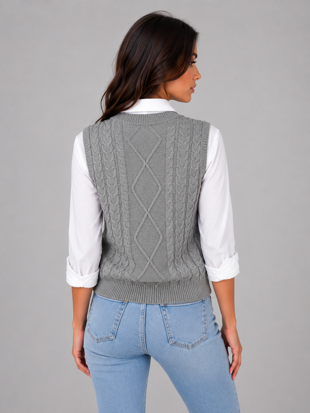 Opal | Gilet sans manches en maille torsadée