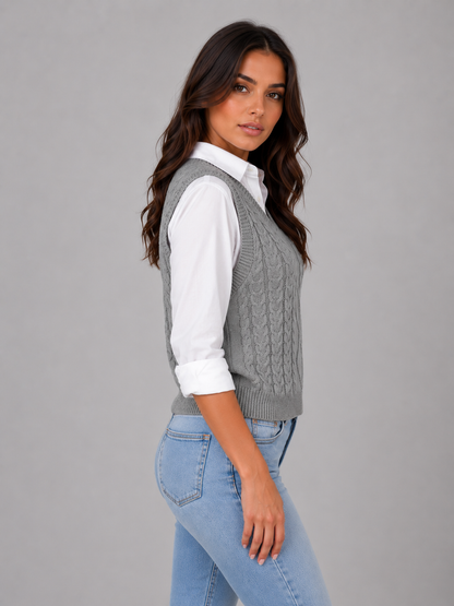 Opal | Gilet sans manches en maille torsadée