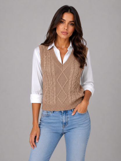 Opal | Gilet sans manches en maille torsadée