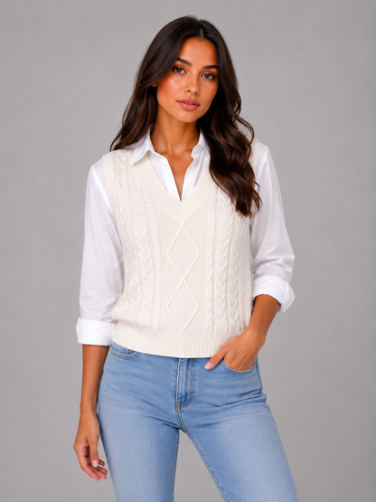 Opal | Gilet sans manches en maille torsadée