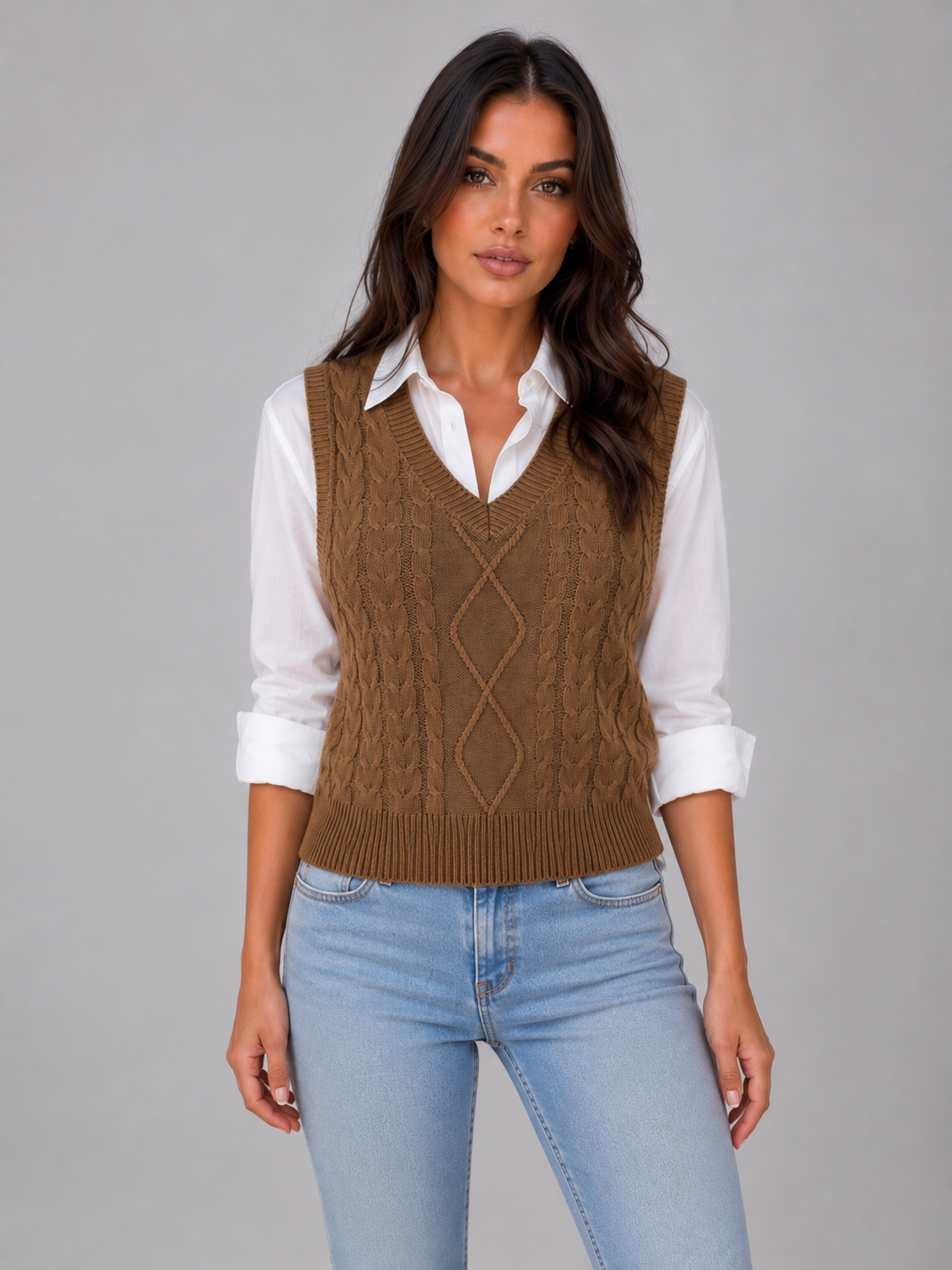 Opal | Gilet sans manches en maille torsadée
