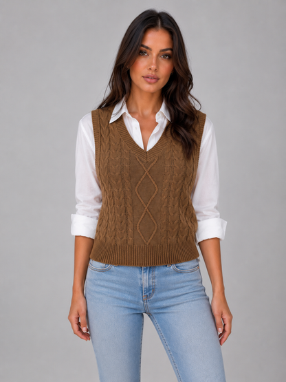 Opal | Gilet sans manches en maille torsadée