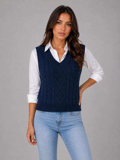 Opal | Gilet sans manches en maille torsadée