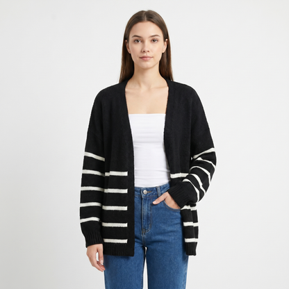 Opaline | Striped Balloon Sleeve Cardigan