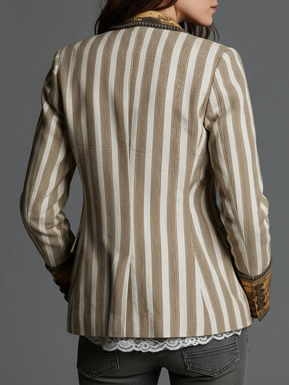 Ottilie | Boho Striped Printed Lapel Blazer