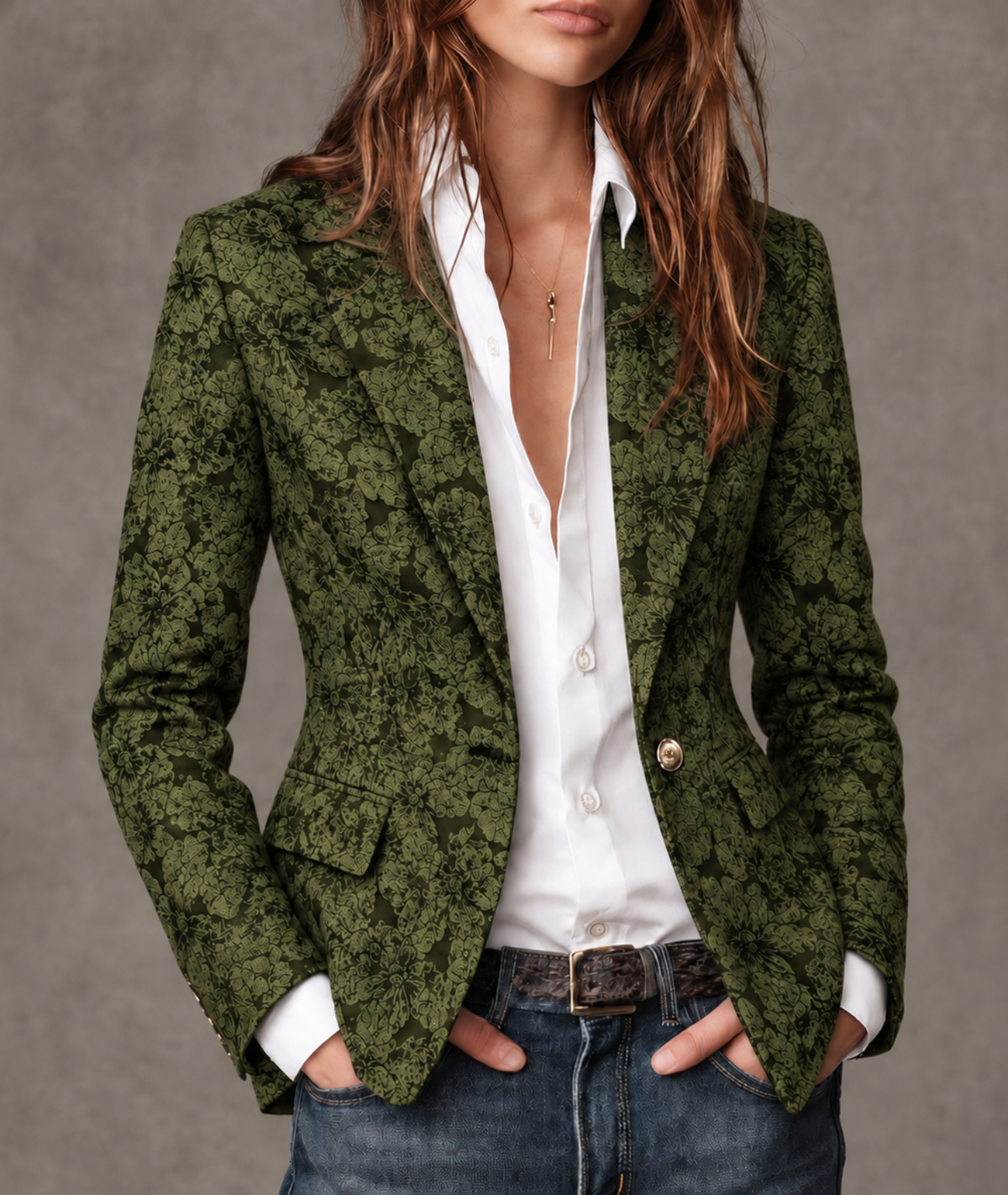 Paloma | Paisley Jacquard Fitted Blazer