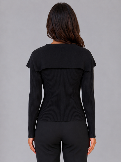 Pauline | Cardigan à col cape et boutons dorés