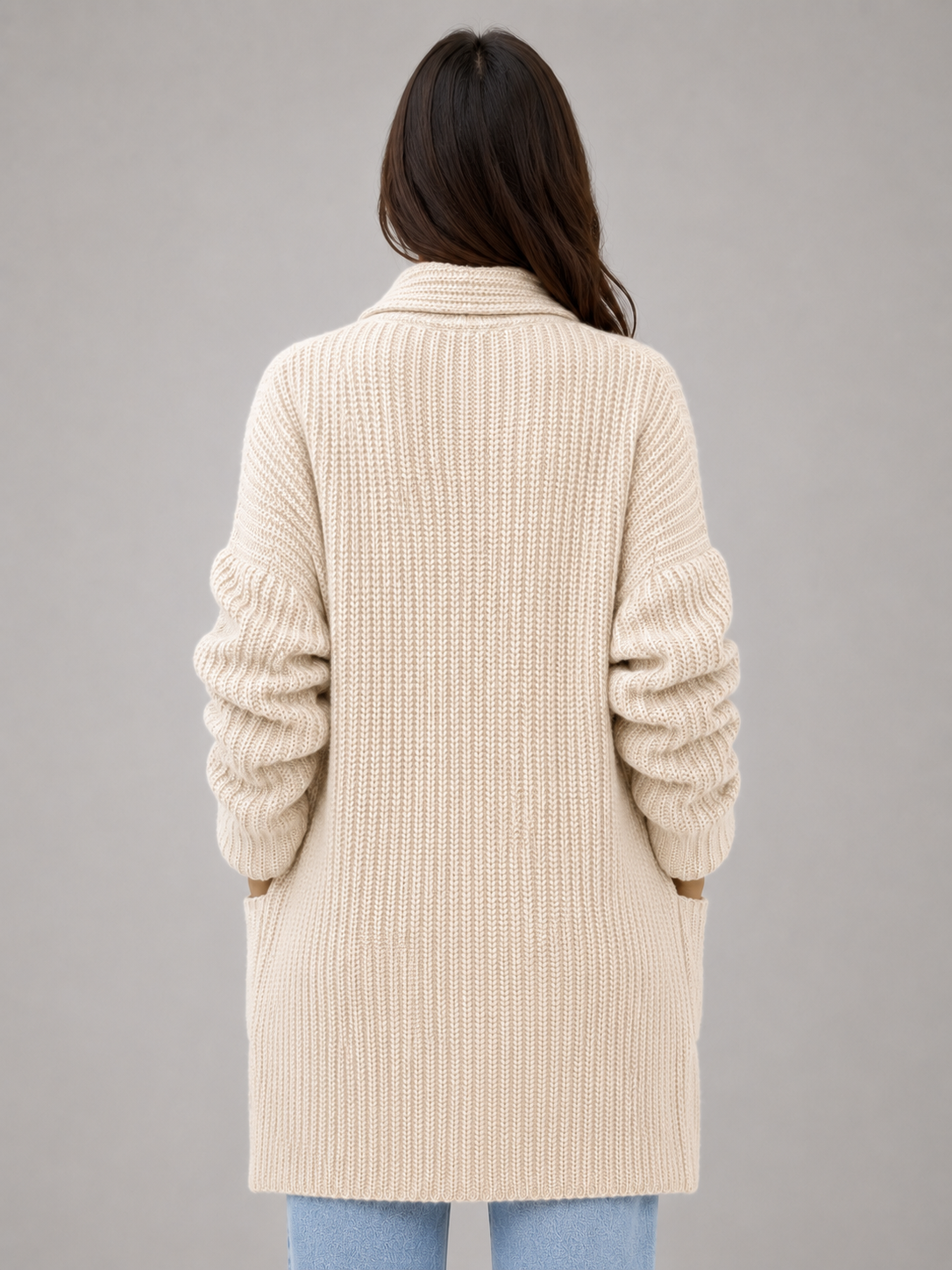 Pearl | Gilet long en maille à porter ouvert sur le devant