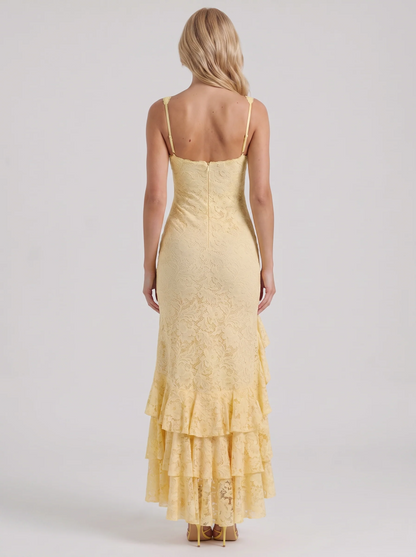 Poppy Lace Puff Sleeve Maxi Dress