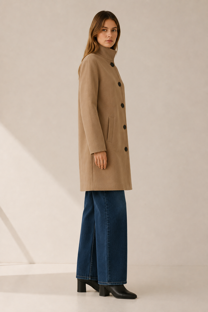 Niva | Single Breasted Tailored Button Trench Coat