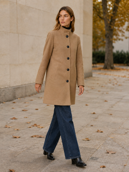 Niva | Single Breasted Tailored Button Trench Coat