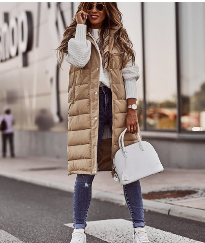 Renata | Sleeveless Knee Length Quilted Vest