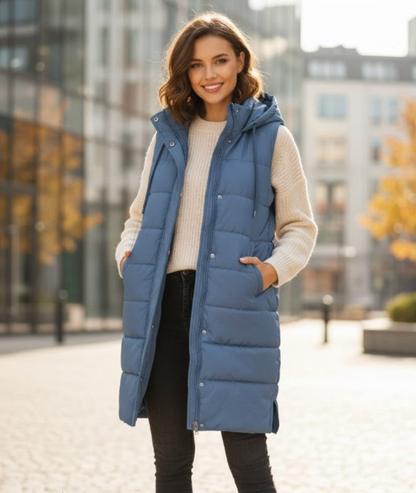 Renata | Sleeveless Knee Length Quilted Vest