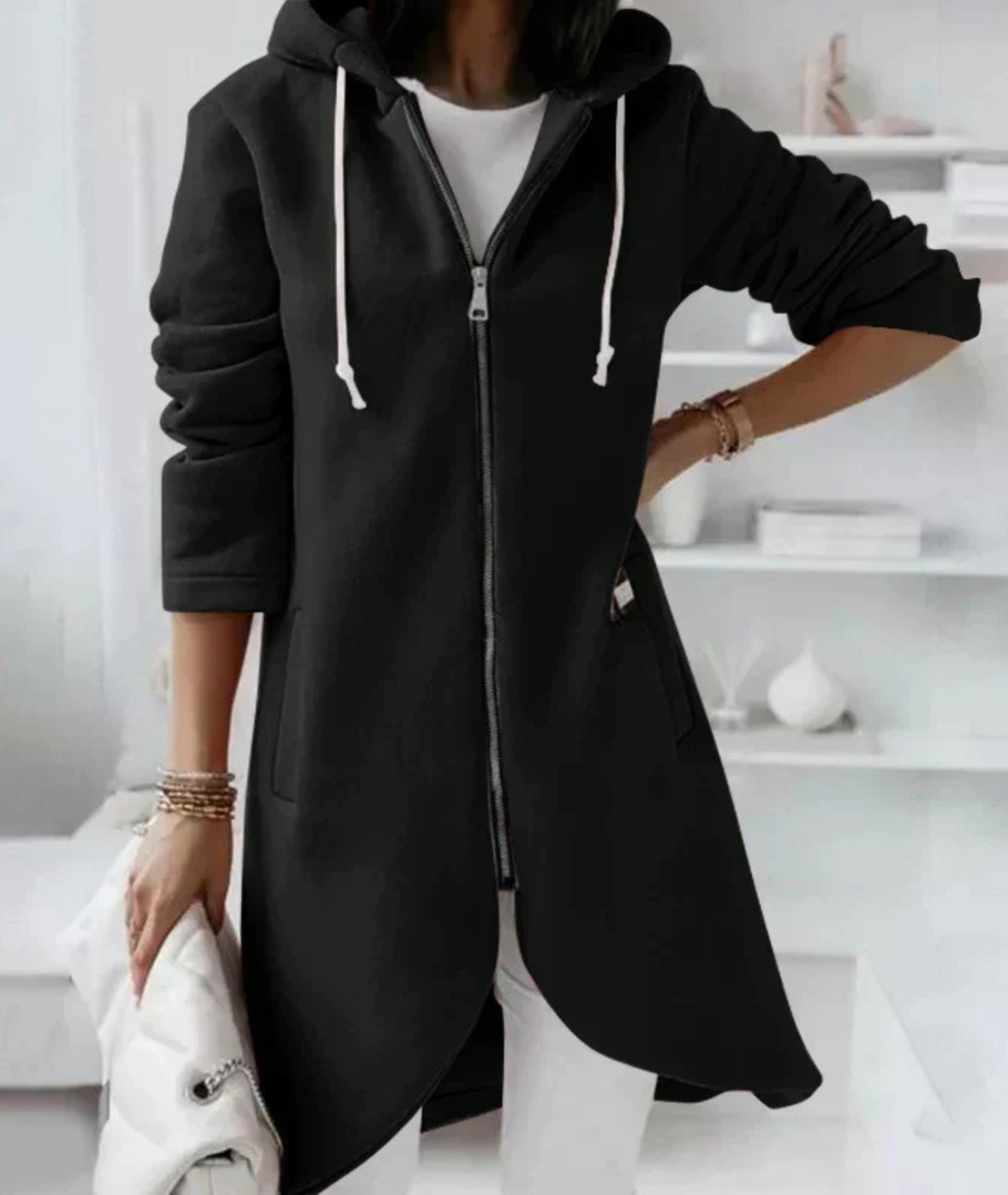 Renee | Longline Zip-Up Hooded Jacket