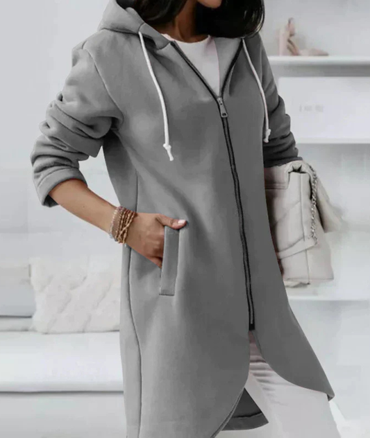 Renee | Chaqueta larga con capucha y cremallera