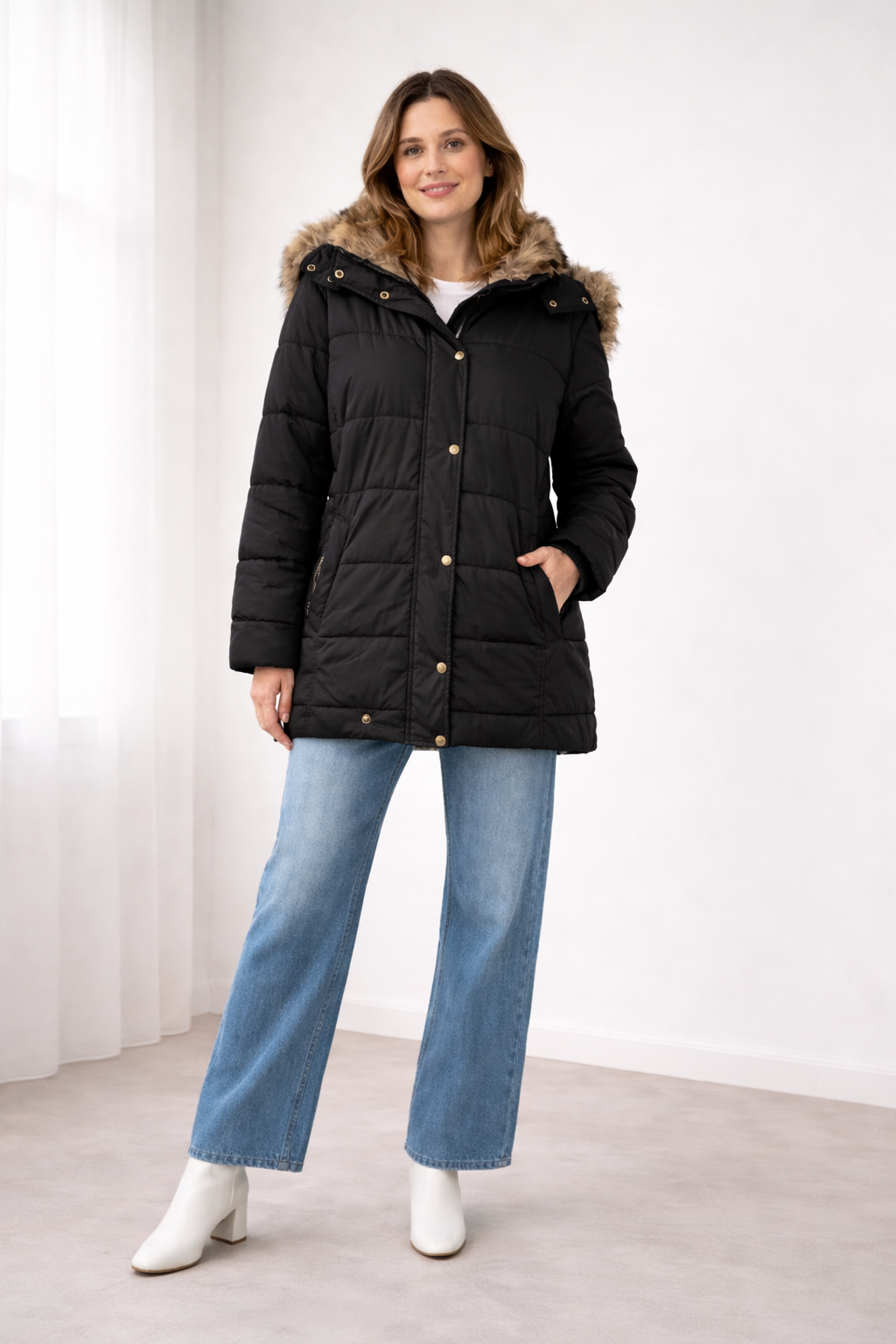 Rosalie | Faux Fur Hooded Quilted Puffer Jacket
