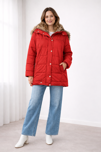 Rosalie | Faux Fur Hooded Quilted Puffer Jacket
