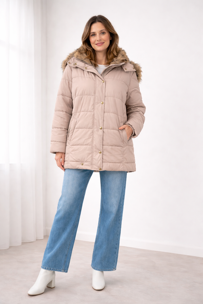 Rosalie | Faux Fur Hooded Quilted Puffer Jacket