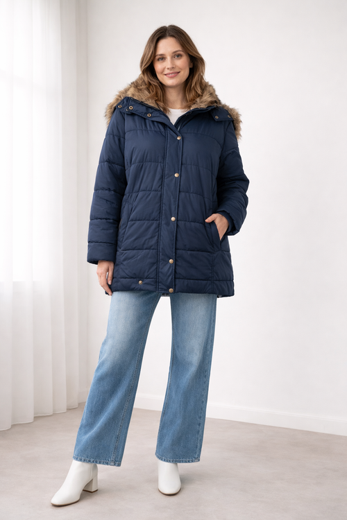 Rosalie | Faux Fur Hooded Quilted Puffer Jacket