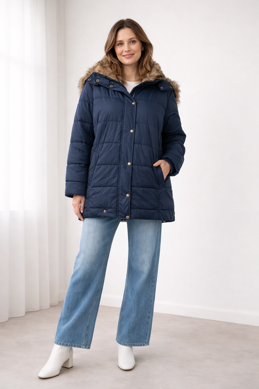 Rosalie | Faux Fur Hooded Quilted Puffer Jacket