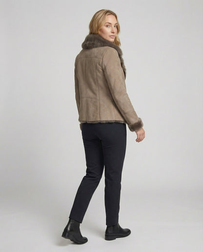 Rosalie | Faux Suede Faux Fur Trim Jacket