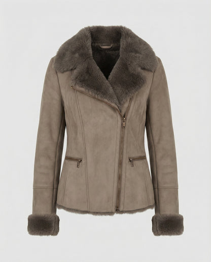 Rosalie | Faux Suede Faux Fur Trim Jacket