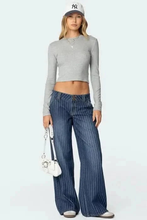 Rosalie | Striped Low Rise Jeans