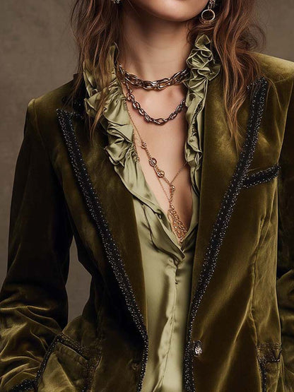 Sabine | Vintage Contrast Trim Blazer