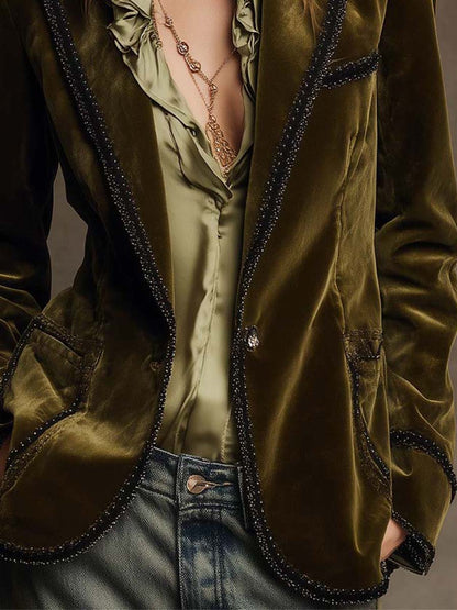 Sabine | Vintage Contrast Trim Blazer