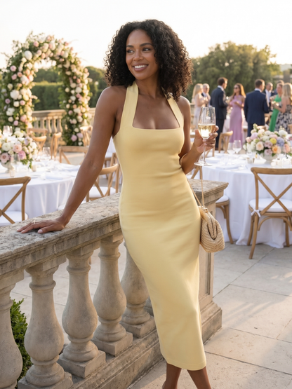 Sabre | Halter Neck Fitted Silhouette Midi Dress
